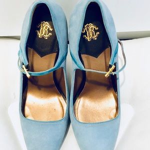 Roberto Cavalli Blue Suede Platform Heels